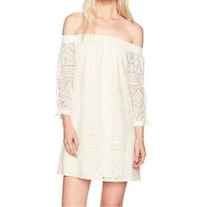 White lace off the shoulder speechless dress
